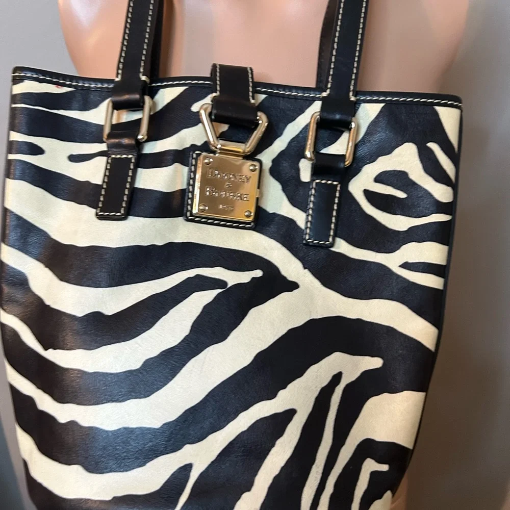 Dooney & Bourke Black and Cream Zebra Print Tote